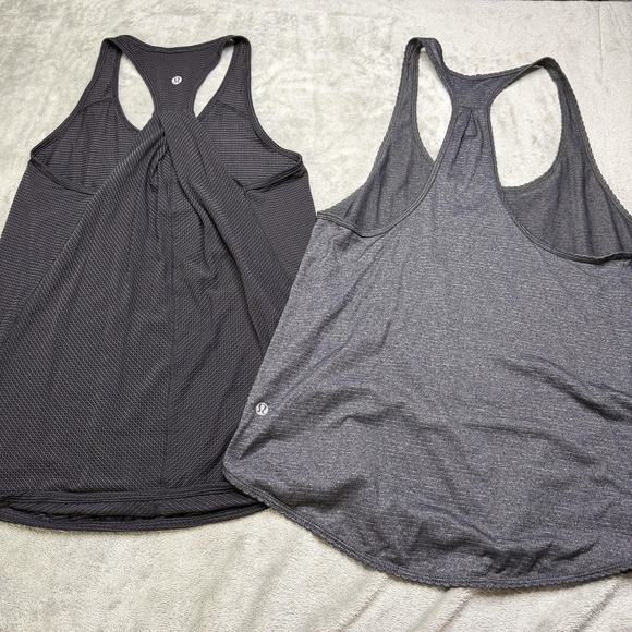 Lululemon Tank Top Womens 6 Black Striped Scoop Neck Racerback Athletic Yoga - Picture 7 of 9